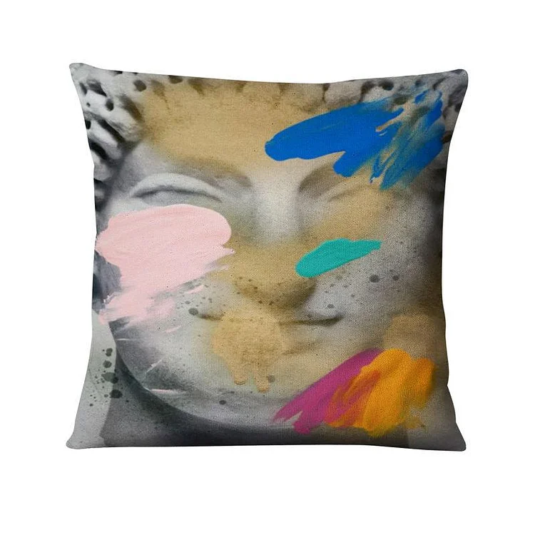 Linen Pillow Case  - Classical Figure Sculpture 45*45cm