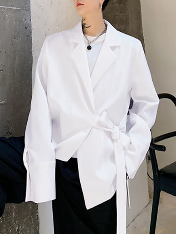 Aonga - Men's Irregular Placket Lace-up Jacket H aonga