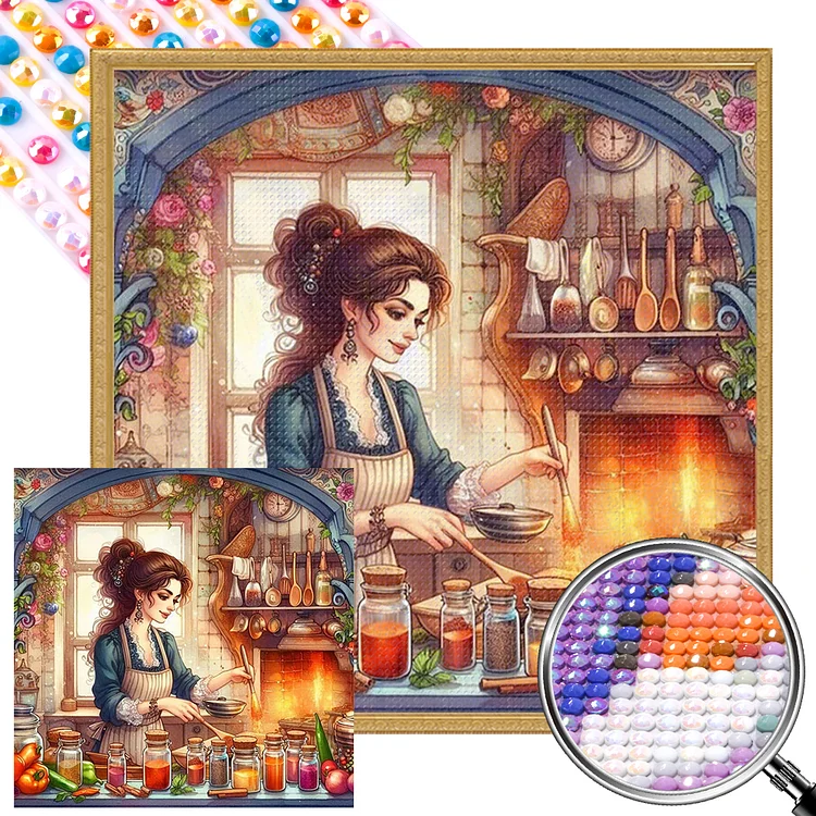 Woman Cooking 40*40CM (Canvas) Full Square Drill Diamond Painting gbfke