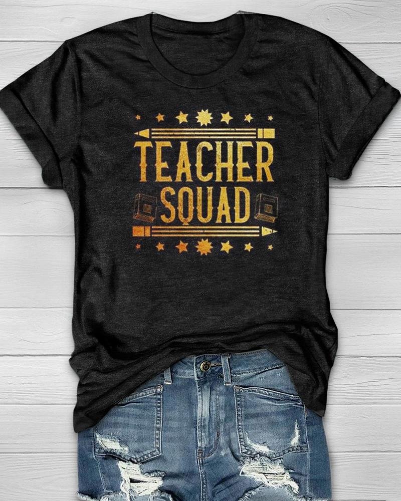 Kindergarten Squad Print T Shirt