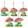 5Pcs DIY Diamond Painting Mushroom Frog Double Sided Keychain