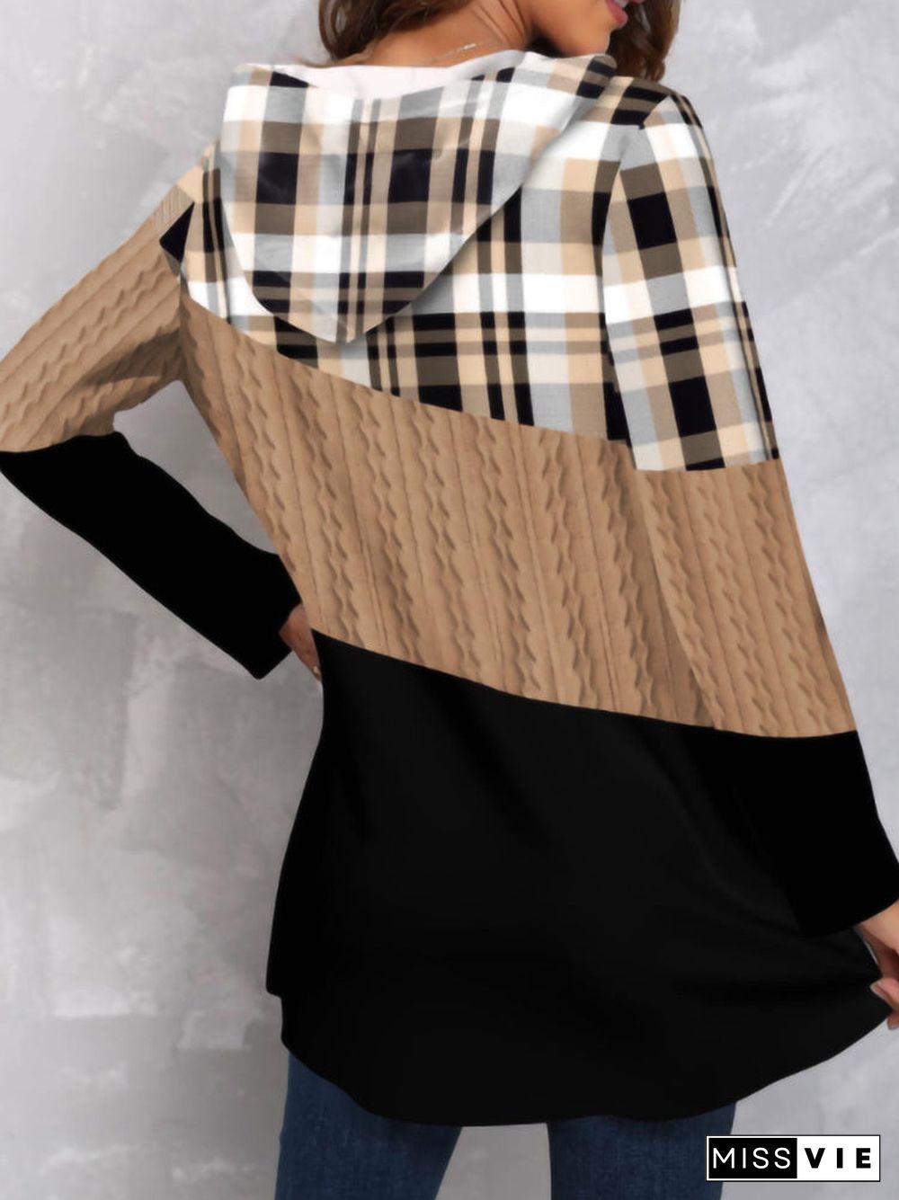 Women's Long Sleeve Printed Plaid Sweater