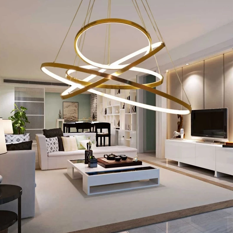 Modern Pendant Lamp Hanging Light Living Room Dining Shop Decoration Modern Hanging Lamp Large Ring Acrylic Pendant Light