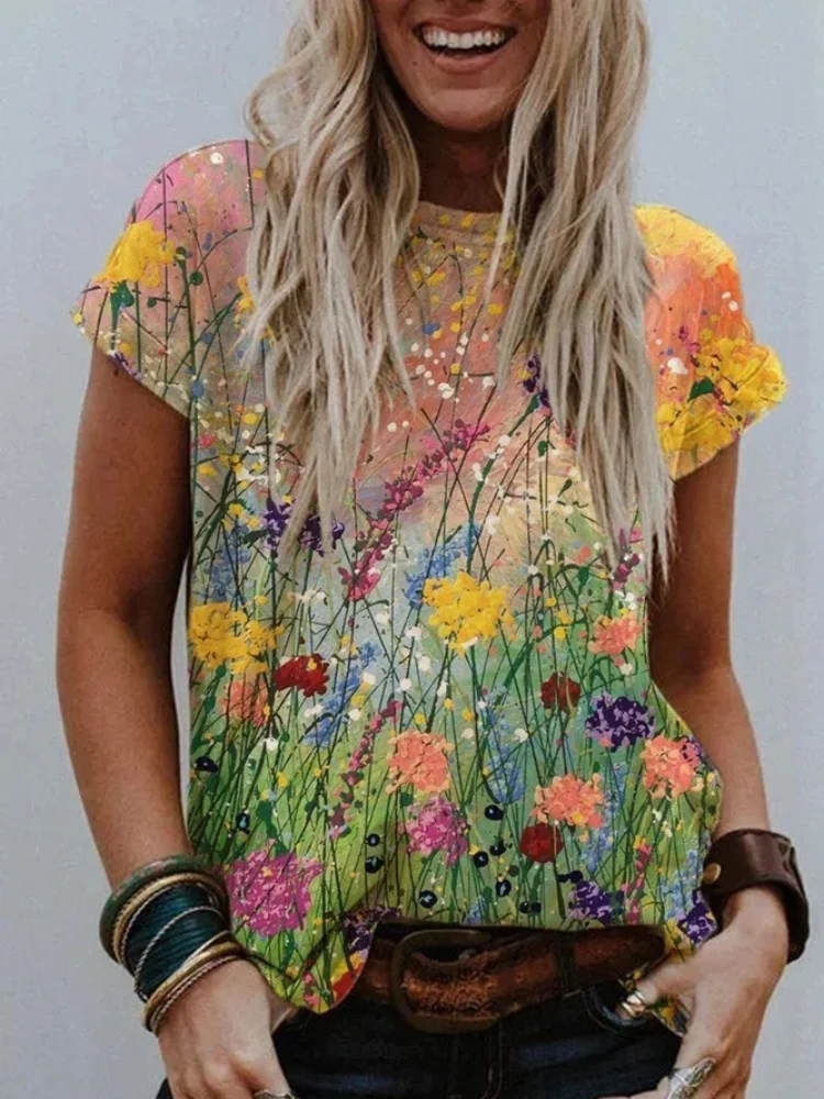 Floral Art Painting Comfy T Shirt