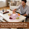 Divided Spinning Snack Serving Tray 5-Compartment Rotating Round Snackle Box Container with Lid for Chips and Dip Nut Candy Fruit Party Picnic