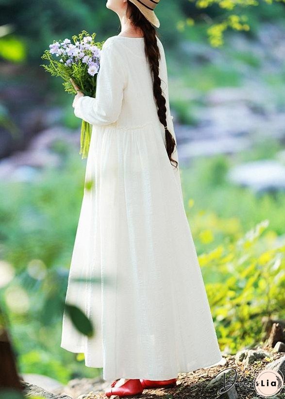 Loose O Neck large hem Spring Clothes Catwalk White Art Dresses