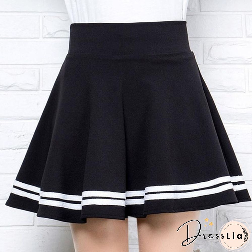 Summer Women Fashion Korean Version Style Pleated Skirt Solid Color High Waist Casual Mini School Skirt