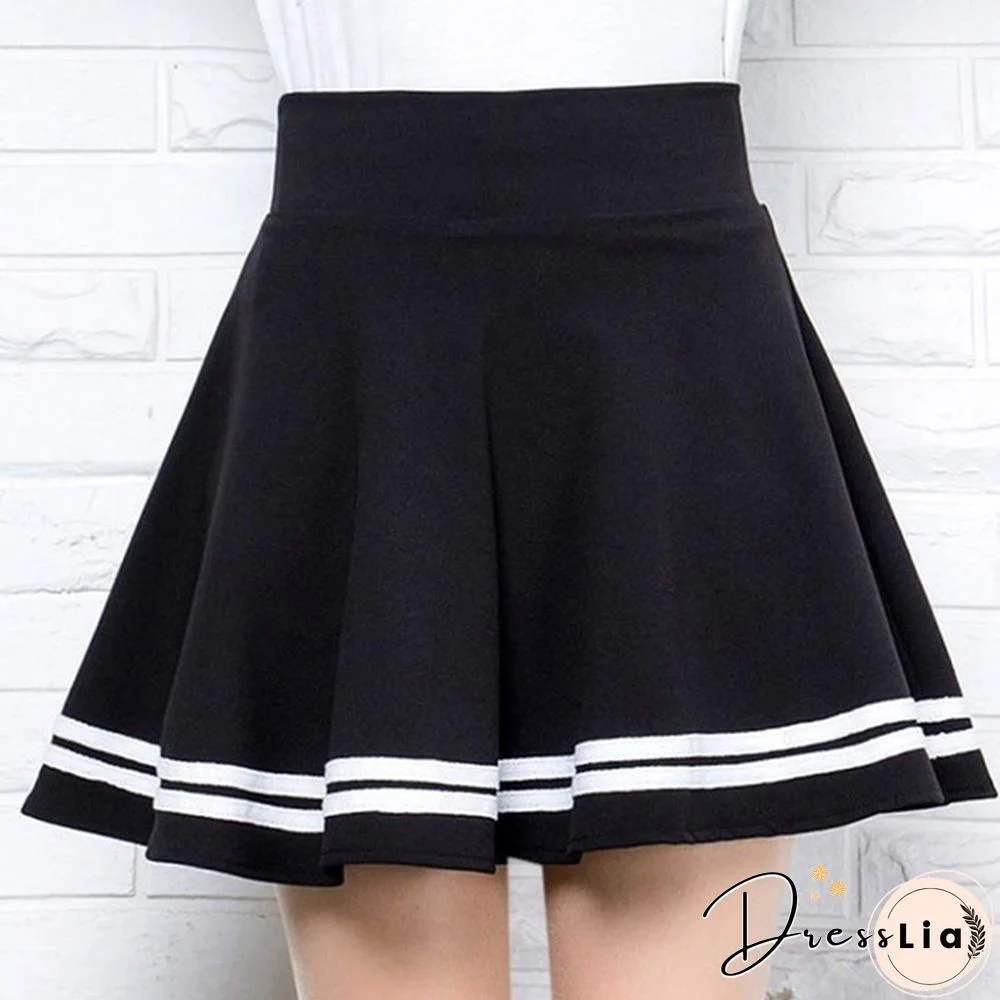 Summer Women Fashion Korean Version Style Pleated Skirt Solid Color High Waist Casual Mini School Skirt