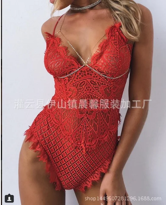 Brownm New Sexy Tight-In-Joined Lace Set 4 Color Eyelashes Hollow Sex Lingerie
