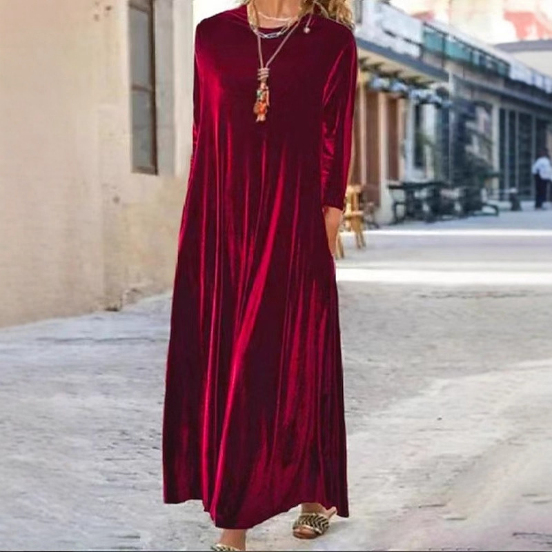 Vestido comprido feminino de veludo