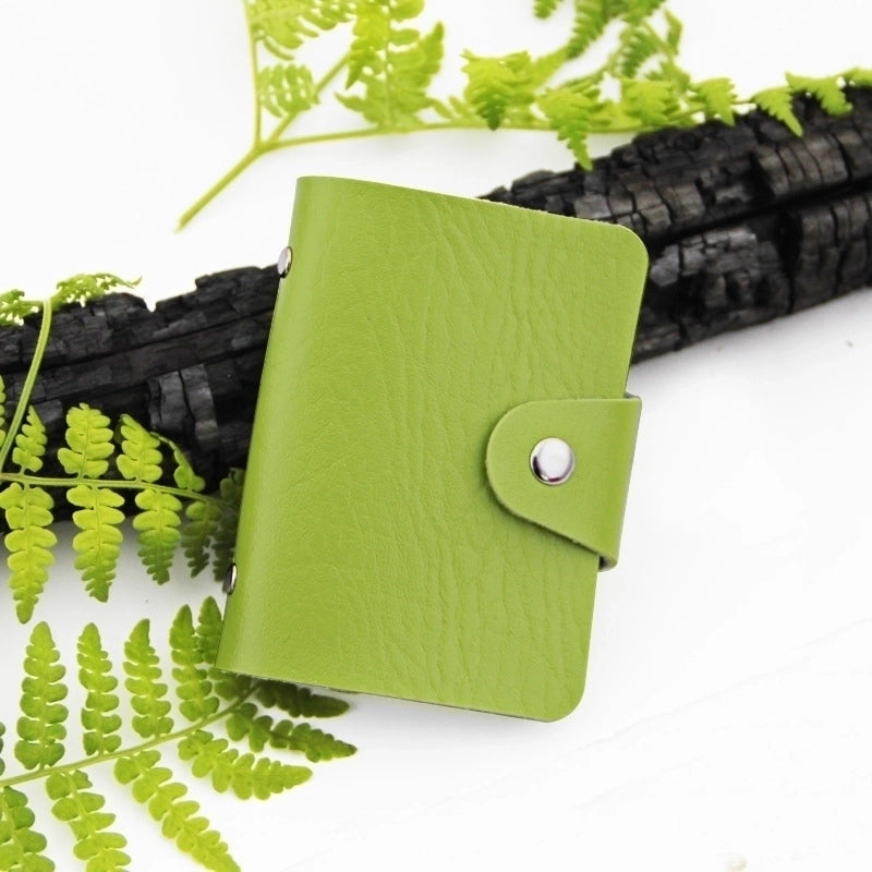 Unisex Solid Color Pu Leather Buckle Card Holders