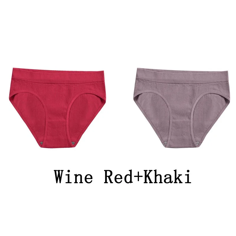 Billionm Women Seamless Cotton Panties Sexy Mid Waist Briefs Girls Solid Colors Ribbed Underpants Female Comfortable Intimates Lingerie