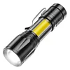 XPE+COB LED USB Rechargeable Portable Torch Zoomable Household Flashlight