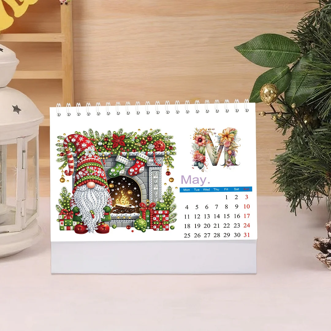 2026 Calendar Diamond Painting Kit Christmas Gnome DIY Diamond Art Desk Calendar
