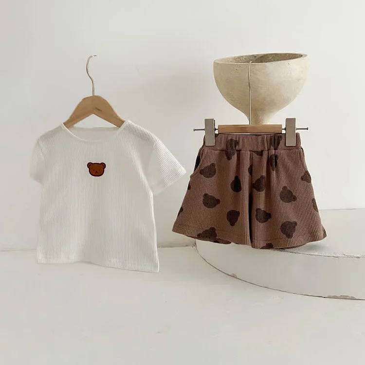 Baby Embroidered Bear Tee and Shorts Set