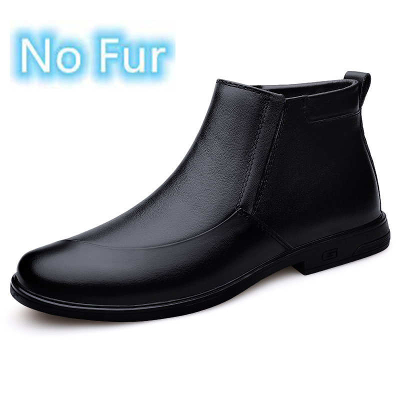 Drawato Autumn Winter Elegant Chelsea Boots Genuine Leather Men Business Shoes Slip-on Dress Formal Boots High Quality Male Ankle Boots