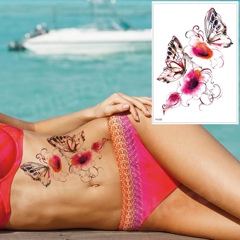 waterproof tattoo stickers bikini peony tattoo & body art flower rose tattoo fake water transfer tattoo temporary tatoo leg arm