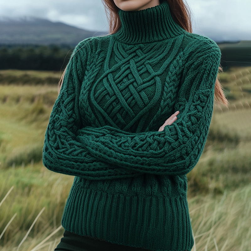 Comstylish Vintage Irish Celtic Turtleneck Sweater