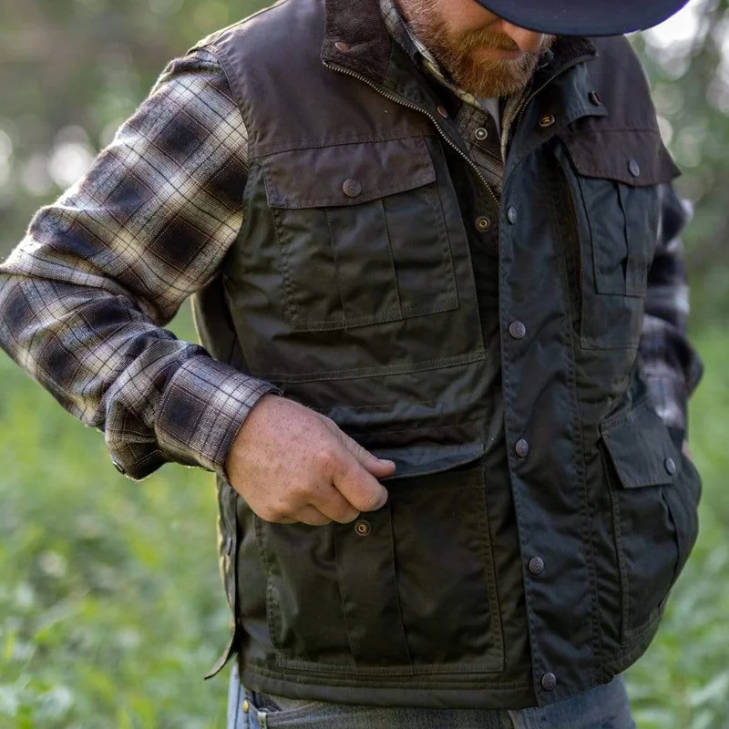 Western Two-way Zip Corduroy Trim Vest
