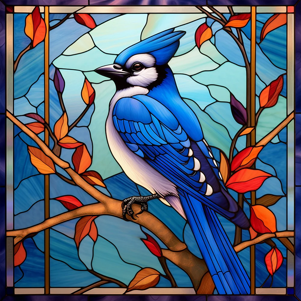 Full Round Diamond Painting - Stained Glass Tanager(30*30cm)