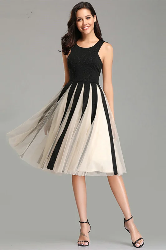 Classic Halter Black Top Tulle Short Homecoming Dresses