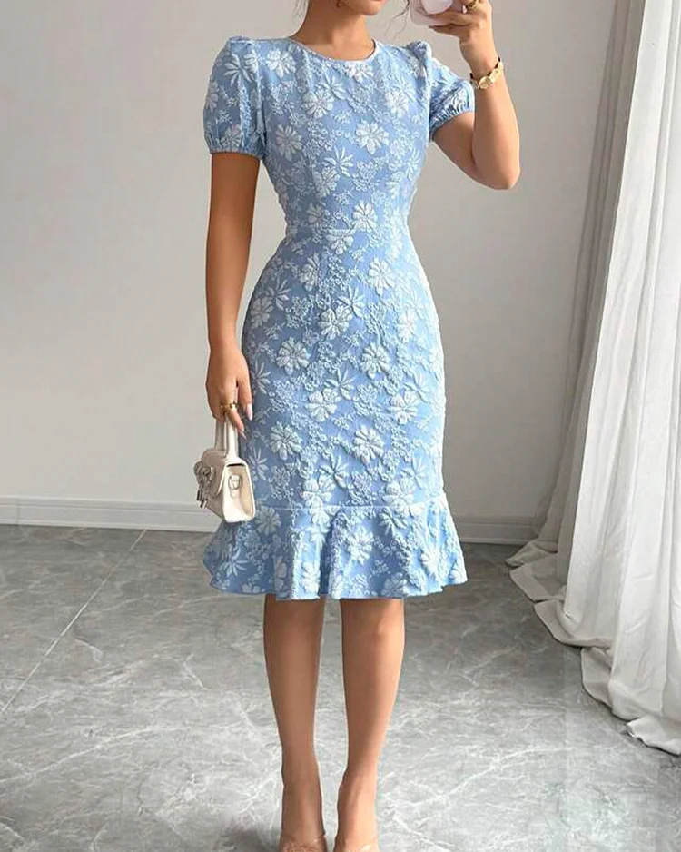Daisy Short Sleeve Slim Fishtail Dress