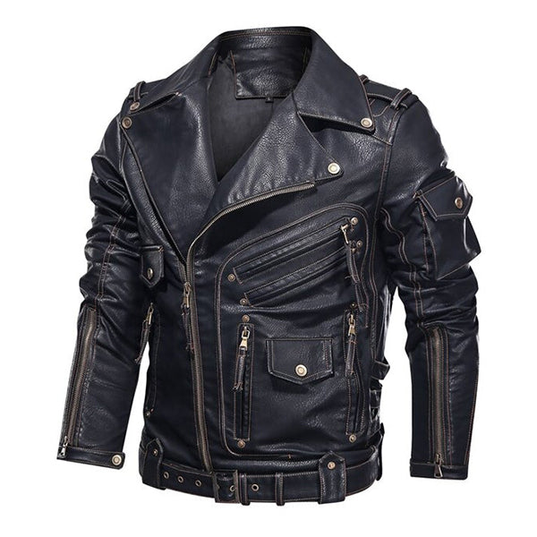 Genuine Leather Zipper Motorcycle Jacket