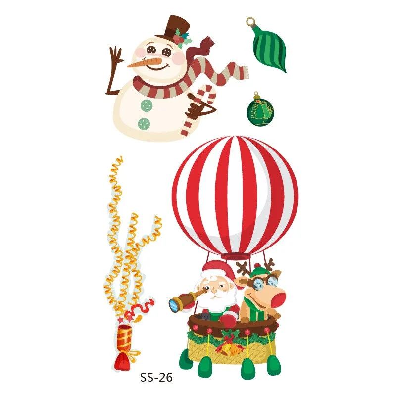 Christmas Tattoo Stickers Santa Claus Temporary Fake Tattoos Paste on Face Arm Leg for Children Body Art Sticker
