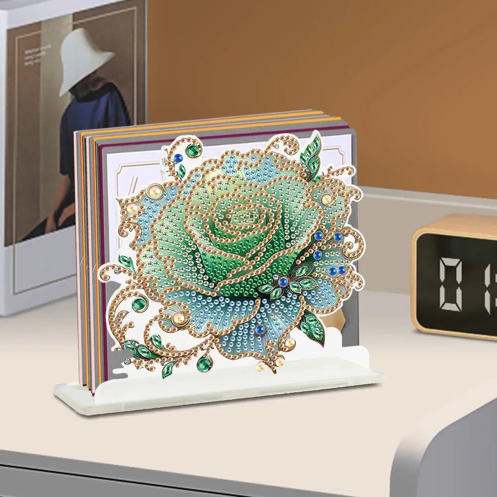 5D DIY Rose Diamond Art Acrylic Paper Towel Storage Rack Decor for Home Decor