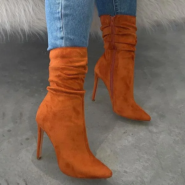 Side Zipper High Heel Boots