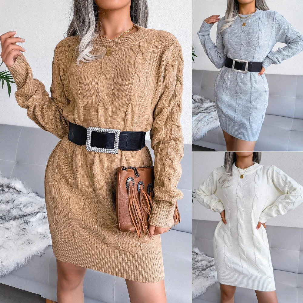 Woman Twist Bag Hip Sweater Dress Knitted Dress