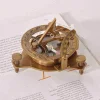 Pure Copper Brass Sundial Compass Retro Outdoor Portable Mini Compass