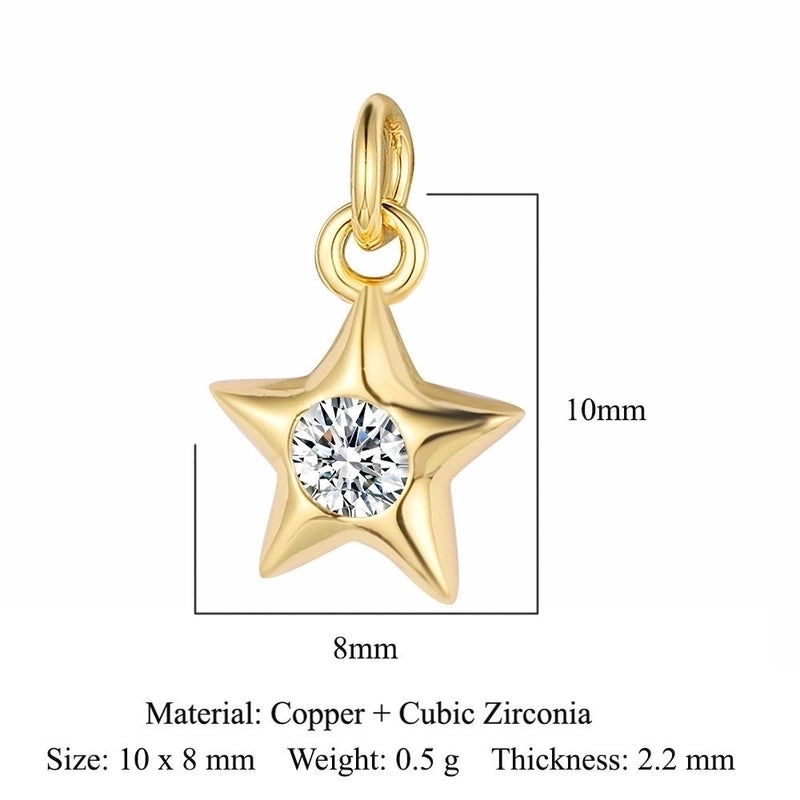 3 Pieces Copper Zircon 18K Gold Plated Star Water Droplets