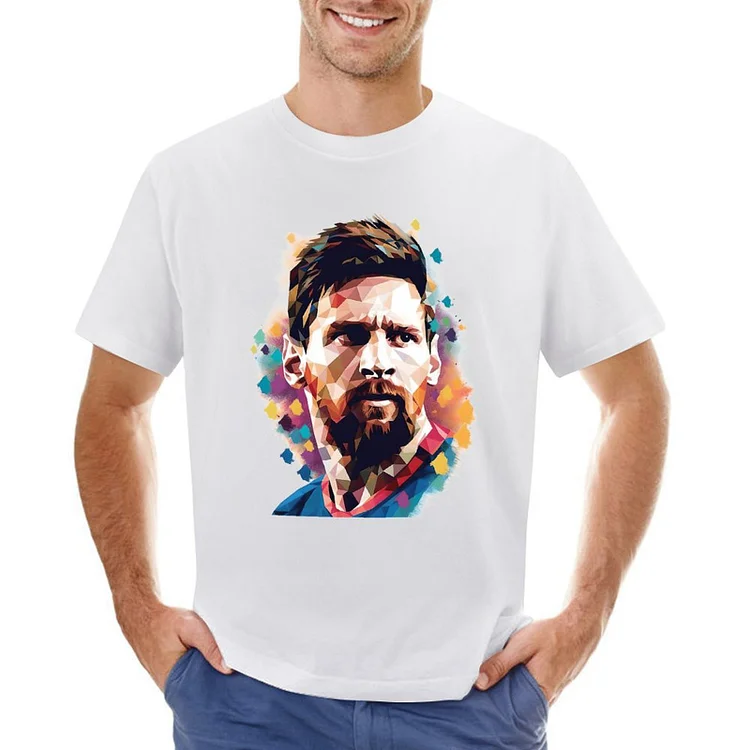 Lionel Messi Inspired Handsome Portrait Abstract Drawing Art Men's T-shirt