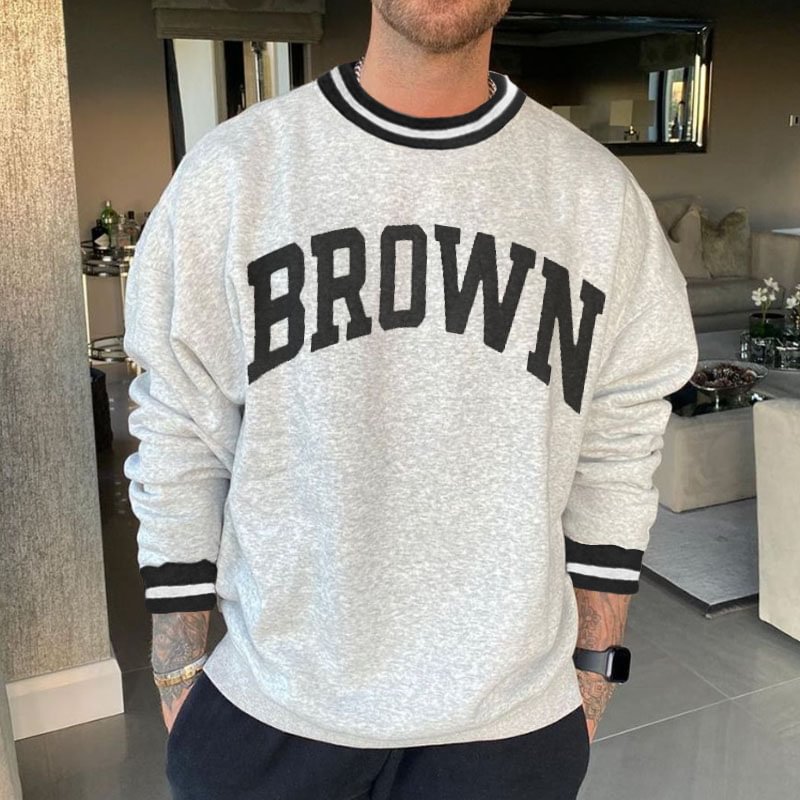 Retro Men's Letter Crew Neck Sweatshirt