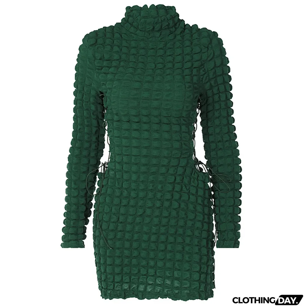 Women Summer Side Cutout Long Sleeve Bodycon Dress