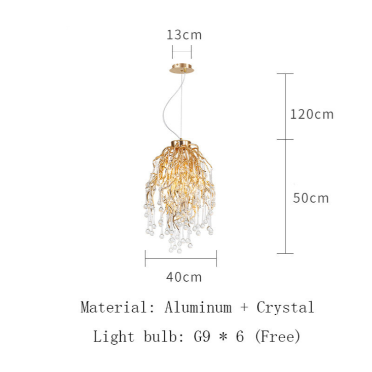 New Arrival Copper Colorful Chandeliers Lighting Water Drops Lustre De Cristal Salon Copper Avize Salon Chandeliers Pendant
