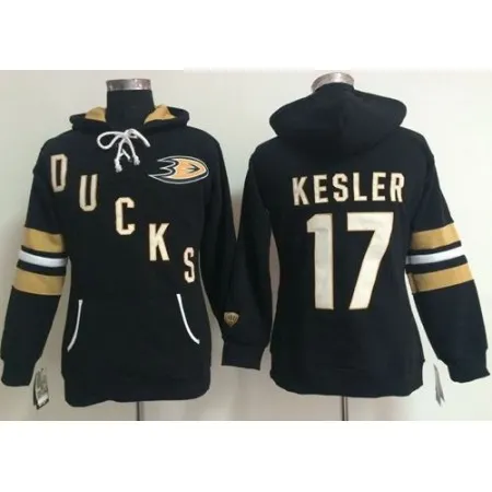 Anaheim Ducks #17 Ryan Kesler Black Women's Old Time Heidi NHL Hoodie
