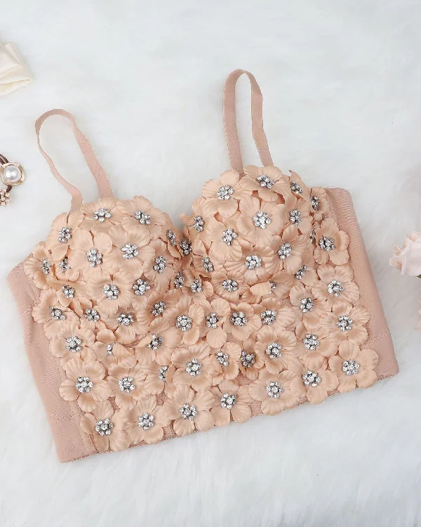 Sexy 3D Floral Diamond Outer Corset  