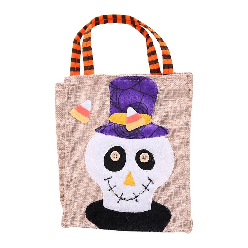 Halloween Cartoon Pumpkin Witch Gift Bag Burlap Handbags
