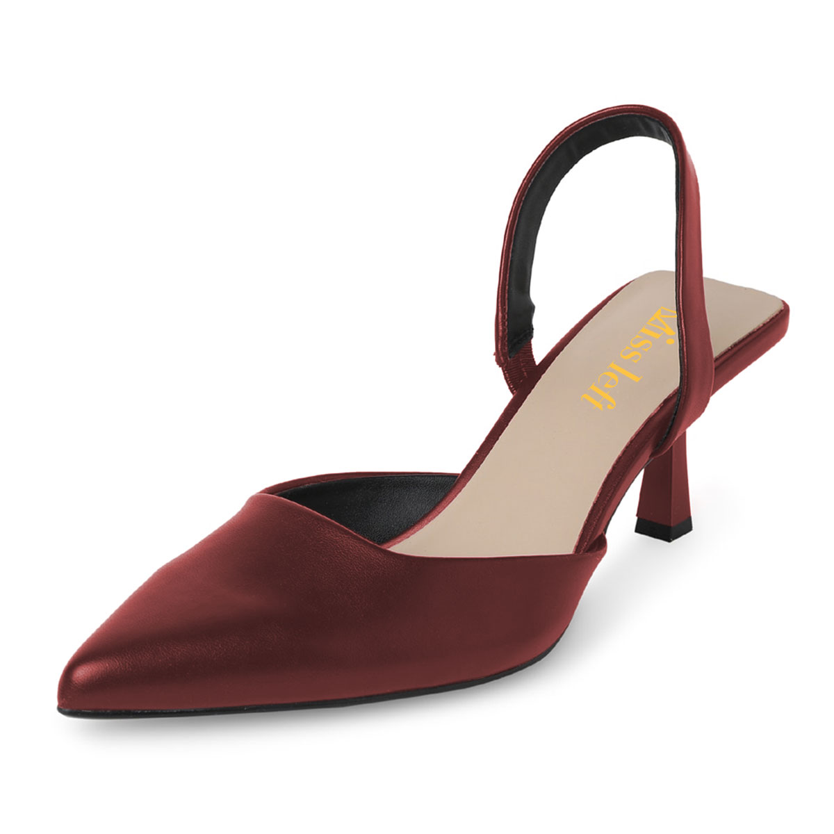 Vegan Leather Pointed Toe Stiletto Heel Slingback Pumps in Maroon Nicepairs