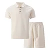 Men's Casual Jacquard Short-Sleeve Polo Shirt & Shorts Two-Piece Set by Inlyline