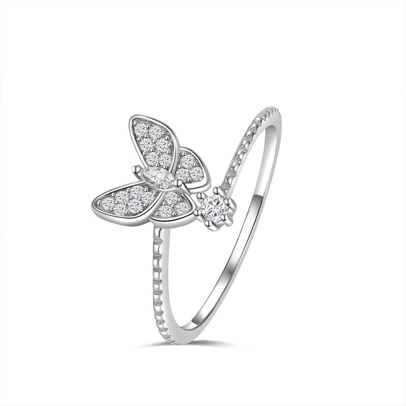 Fine Jewelry Finger Rings Ladies Butterfly 925 Sterling Silver Animal Diamond Rings Moissanite Ring