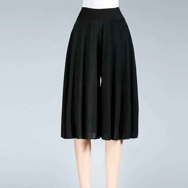 (Spring Sale-45% OFF) Women's High Elastic Waist Pleated Chiffon Wide Leg Culottes