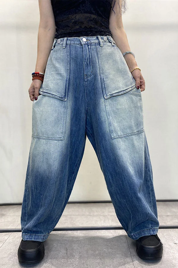 Blue Gradient Hippy Pocket Jeans