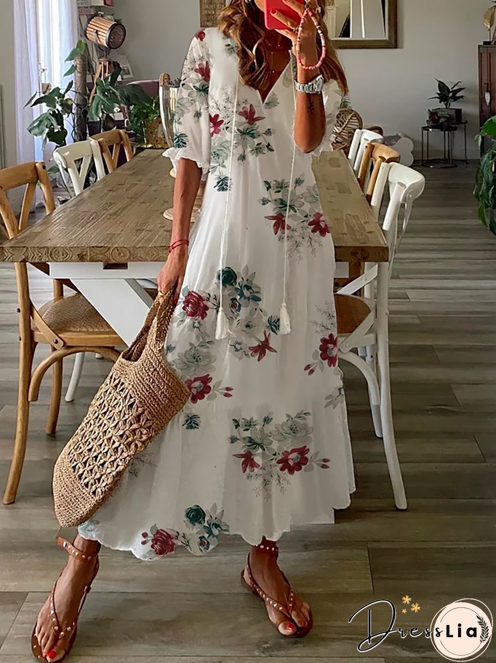 Plus size Floral Loosen Dresses