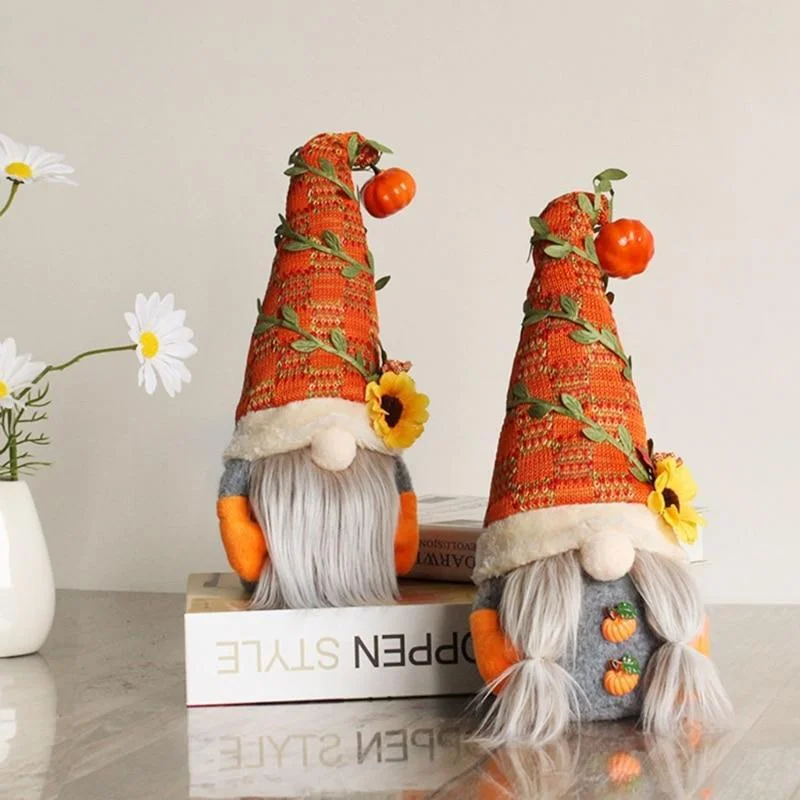 Lovely Pumpkin Fall Gnome for Halloween & Christmas 2021、、sdecorshop