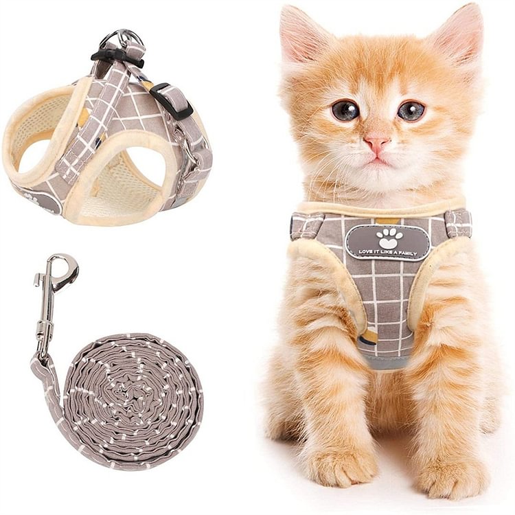 Cat & Dog Harness and Leash Set with Reflective Strip Adjustable Soft 