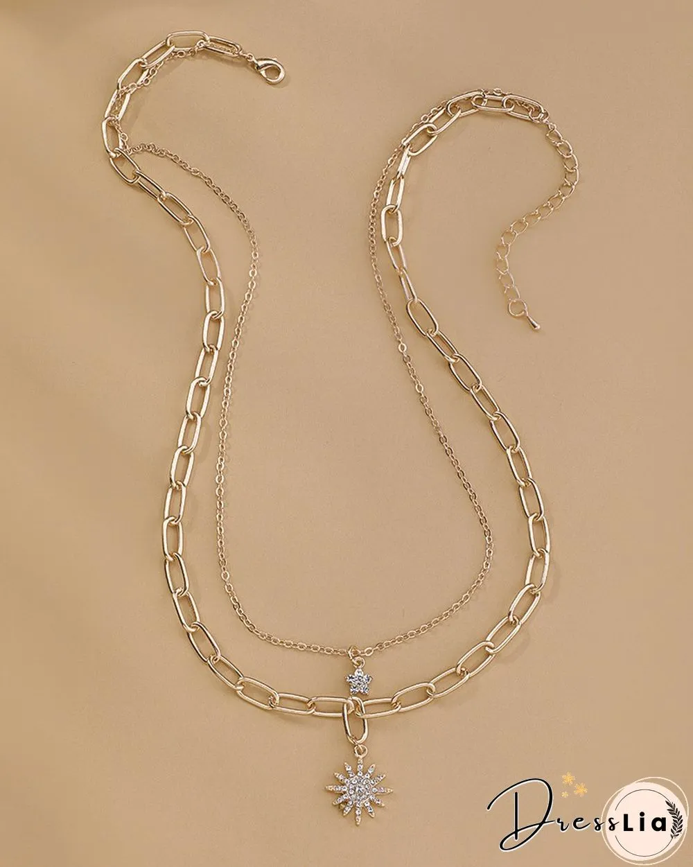 Sun & Star Pattern Multi-layer Chain Necklace Pendant