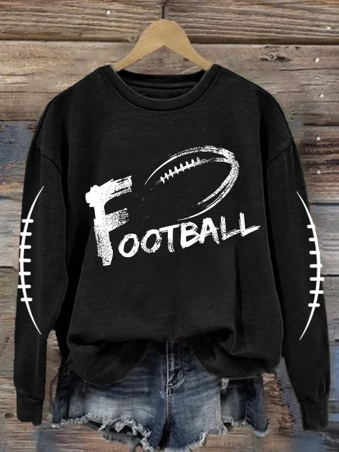 Women's Retro Football Print Sweatshirt socialshop